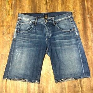 Citizens of Humanity Jean Shorts Women's Button Fly Cutoff Bermuda Raw Hem Denim